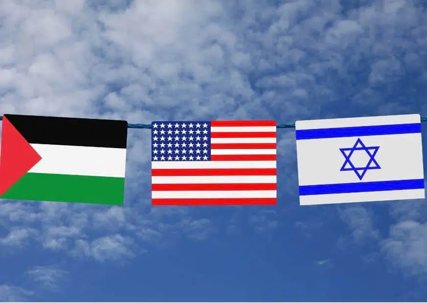 Флаги Израиля, Палестины и США изображение