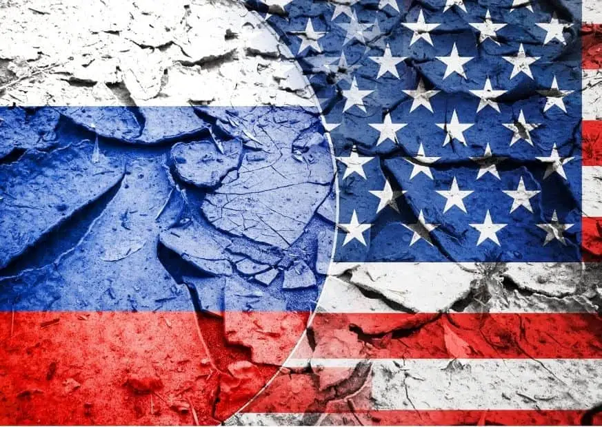 Флаги России и США изображение