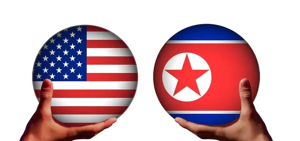 Флаги США и Северной Кореи иллюстрация