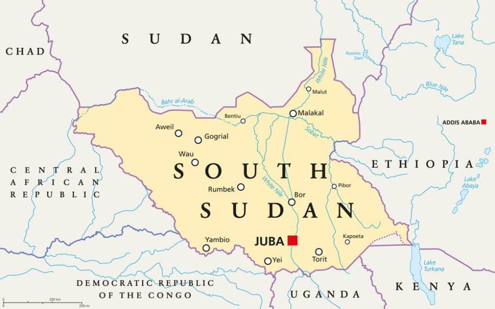 Карта Южного Судана изображение