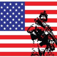 Солдат на фоне американского флага картинка