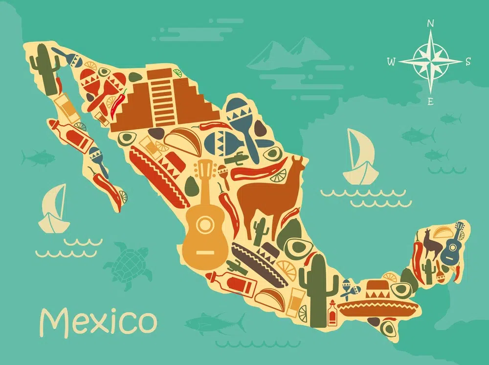 Стилизованная карта Мексики изображение
