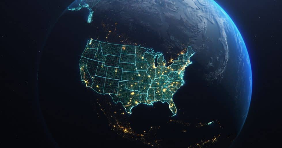 Вид США из космоса иллюстрация