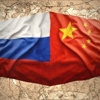 Флаги России и Китая изображение
