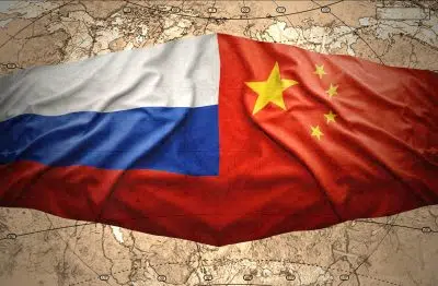 Флаги России и Китая изображение