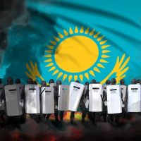 казахстан протесты коллаж