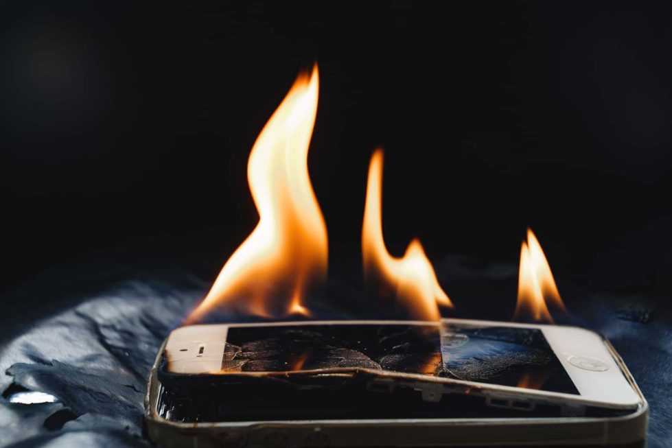 burning smartphone illustration